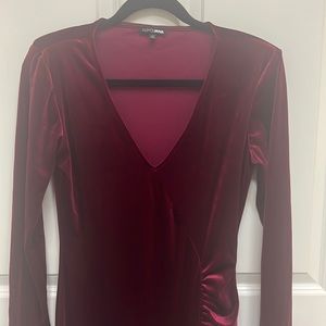 Sexy red velvet body con dress with slit